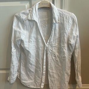 White Linen Button-Up Shirt